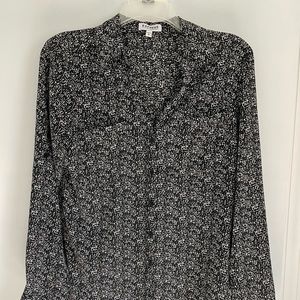 Express Black and White Portofino Shirt, Size Medium